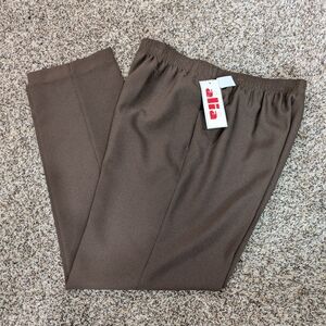 New Brown Relaxed Fit Pants ALIA Women's High-Rise Pocketed Straight Leg Size 12